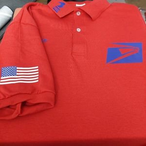 Gildan Red Polo with Blue USPS Logo and American Flag